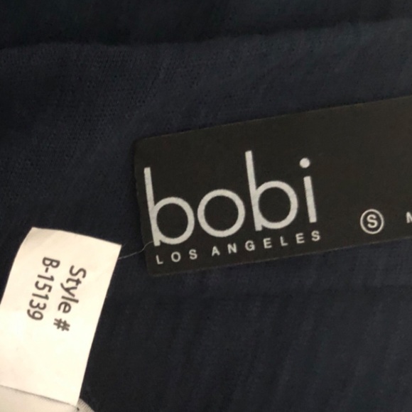 Bobi V-Neck Long Sleeve Cotton Top Dark Blue Size Small - Picture 6 of 7